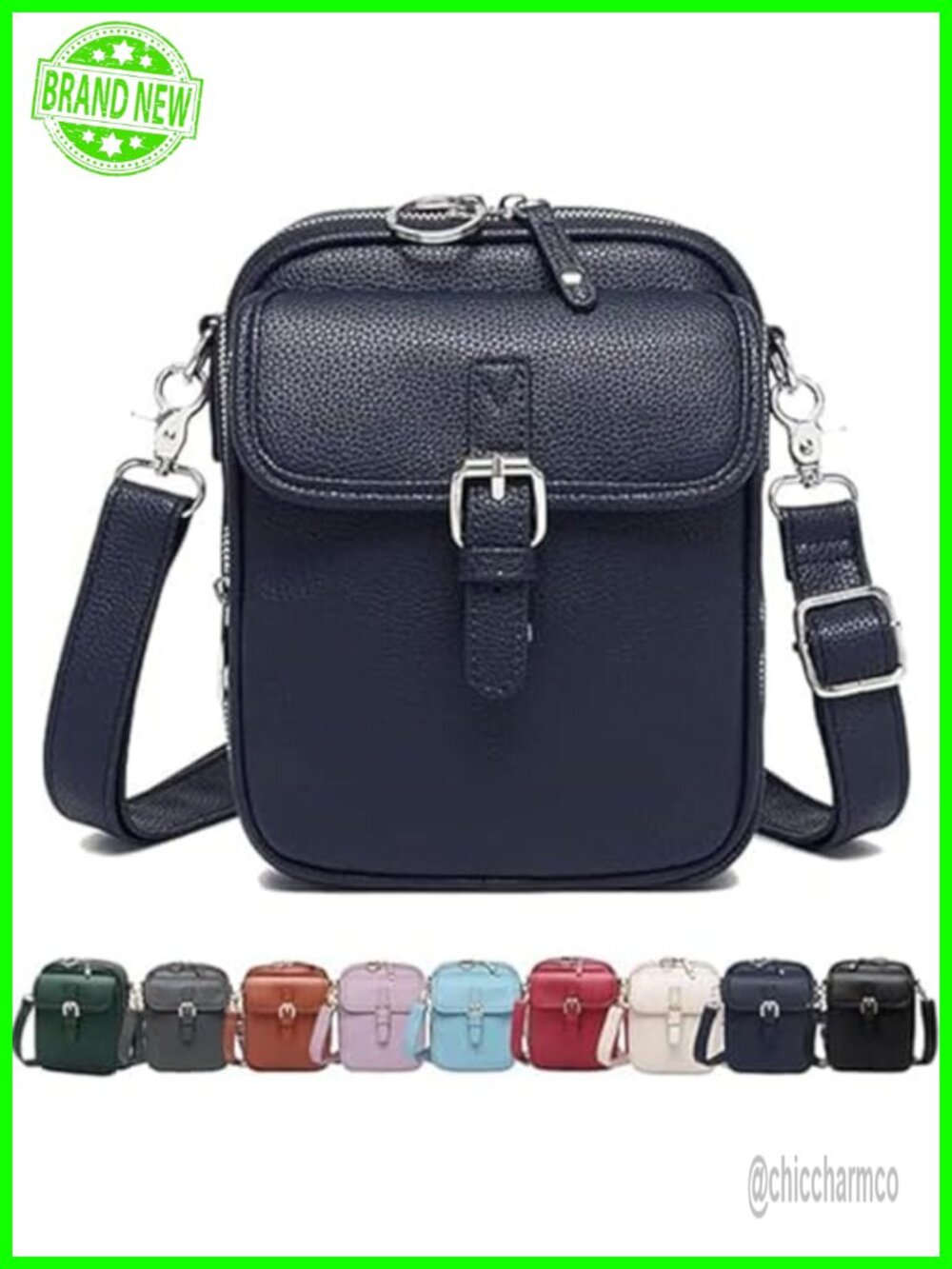 Anti-Theft Faux Leather Crossbody Bag with Card Slots Messenger